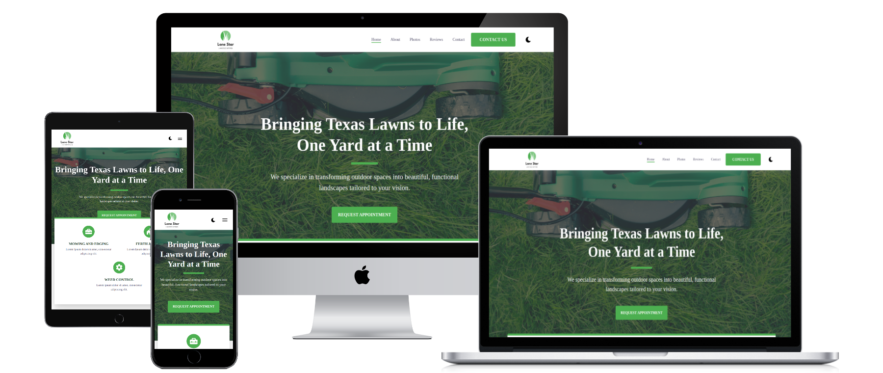 Lone Star Landscaping custom website shown on multiple devices